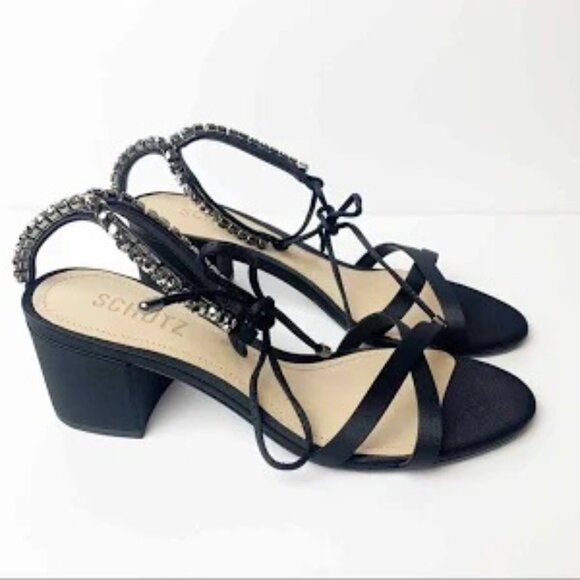 Schutz Islah Rhinestone Wrap Around Block Heel - Picture 3 of 11